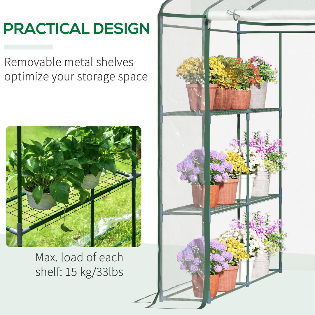 Outsunny 56" x 56" x 77" Walk-in Plant Greenhouse Portable Garden Flower Seed Warm House 8 Shelves Outdoor Plant Growth Hot House PVC Cover Transparent
