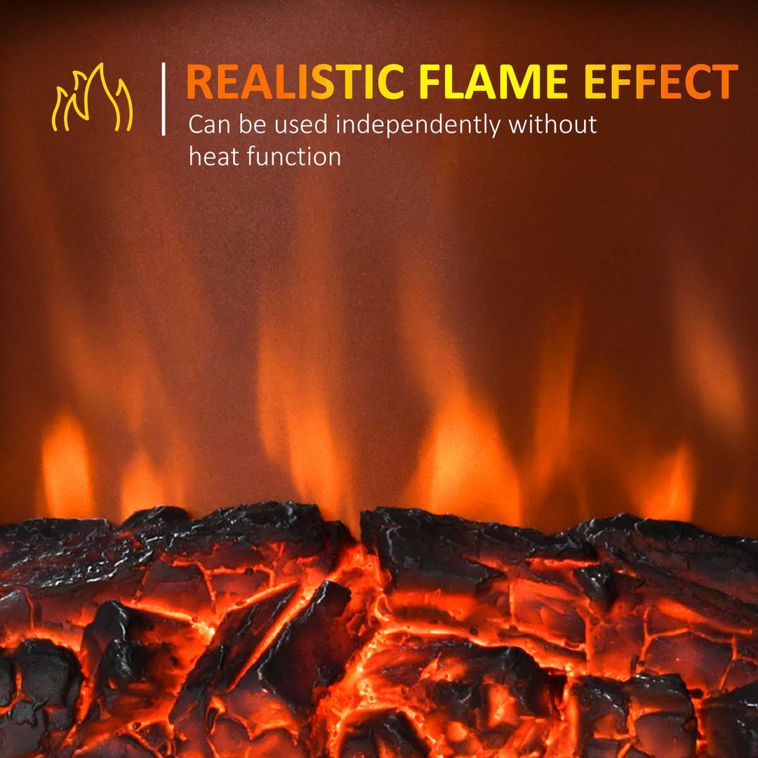 HOMCOM Electric Fireplace Heater, Freestanding Fireplace Stove with Realistic Flame Effect, Overheat Safety Protection, 750W/1500W, Black