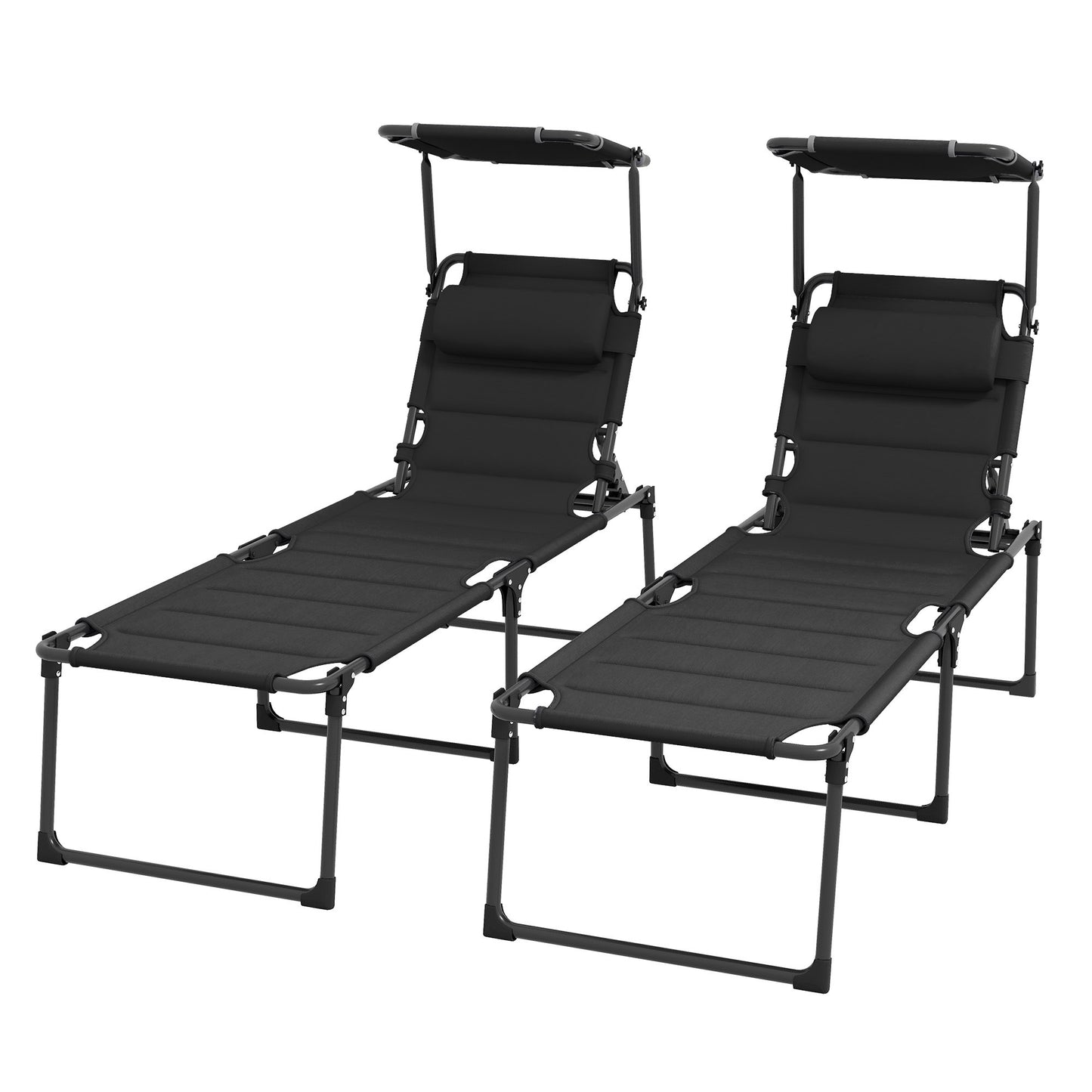 Outsunny Folding Chaise Lounge with Adjustable Sunroof, Outdoor Quick Dry Padded Tanning Chairs with Headrest, Reclining Back Outdoor Lounge Chair, for Beach, Yard, Patio, Blue