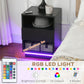 HOMCOM LED Nightstand, Bedside Table with LED Lights, Drawer, 2 Shelves, Remote, Side Table for Living Room, Bedroom