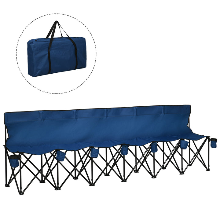 Outsunny 6 Seat Folding Camping Chair with Cup Holder and Carrying Case for Camping, Picnic, Sports Events, Blue