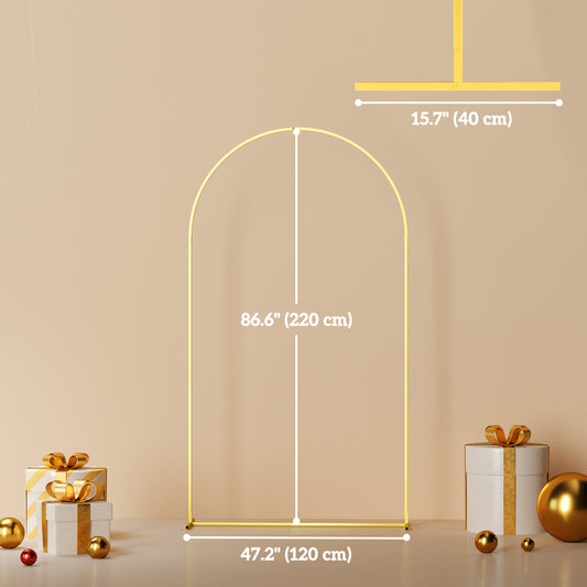 Outsunny 7FT x 4FT Gold Wedding Arch with U-shaped stakes for Birthday Parties, Bridal Showers, Graduation, and Ceremony