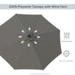 Outsunny 9ft Solar Patio Umbrella Outdoor Sunshade 24 LED Lights Tilt Canopy, Charcoal Grey