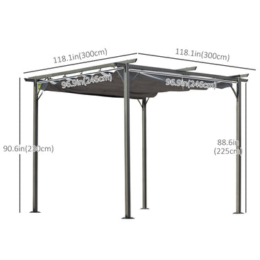 Outsunny 10' x 10' Outdoor Retractable Pergola Canopy, Metal Patio Shade Shelter for Backyard, Porch Party, Garden, Grill Gazebo, Grey