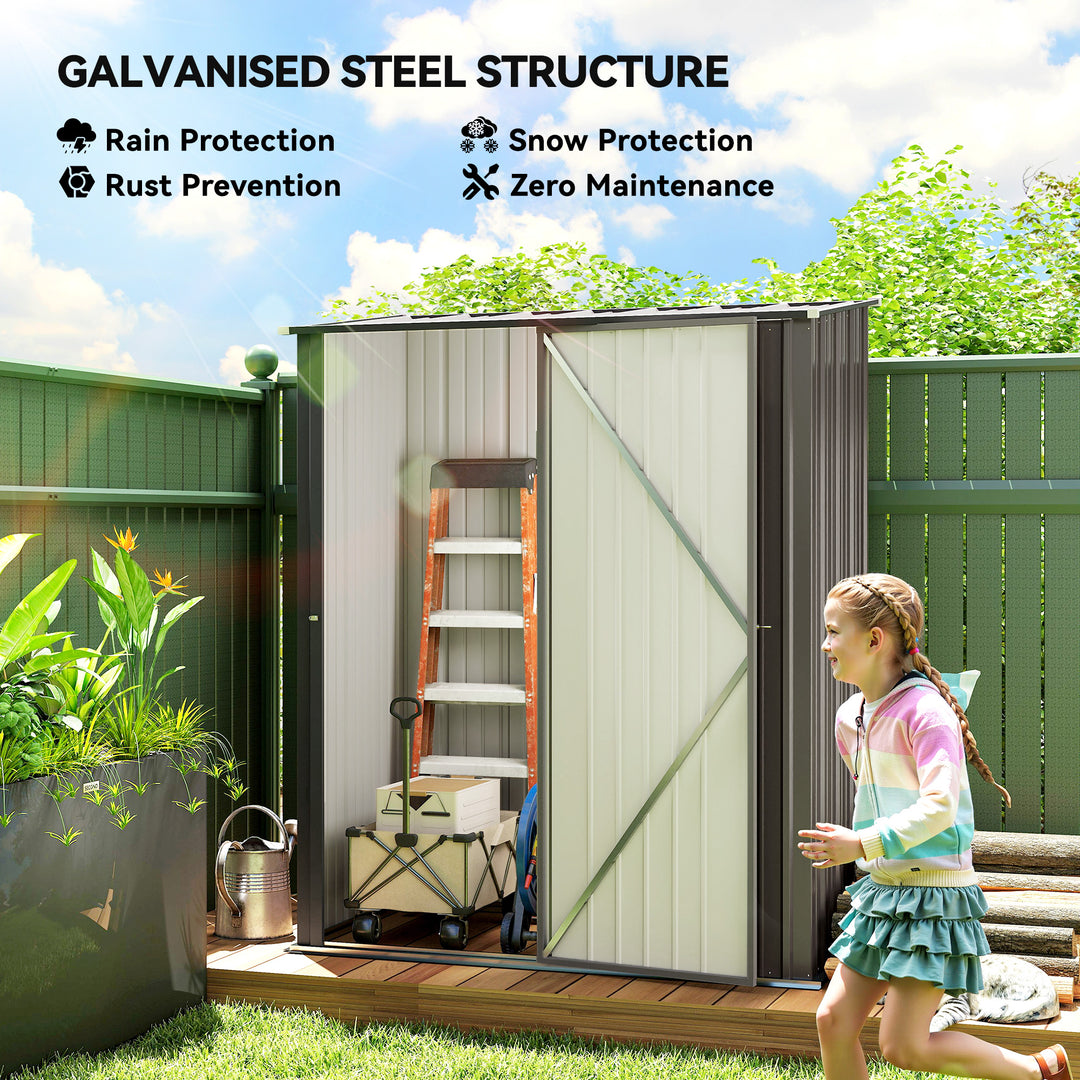 Outsunny 5' x 3' Outdoor Storage Shed, Steel Garden Shed with Single Lockable Door, Tool Storage Shed for Backyard, Black