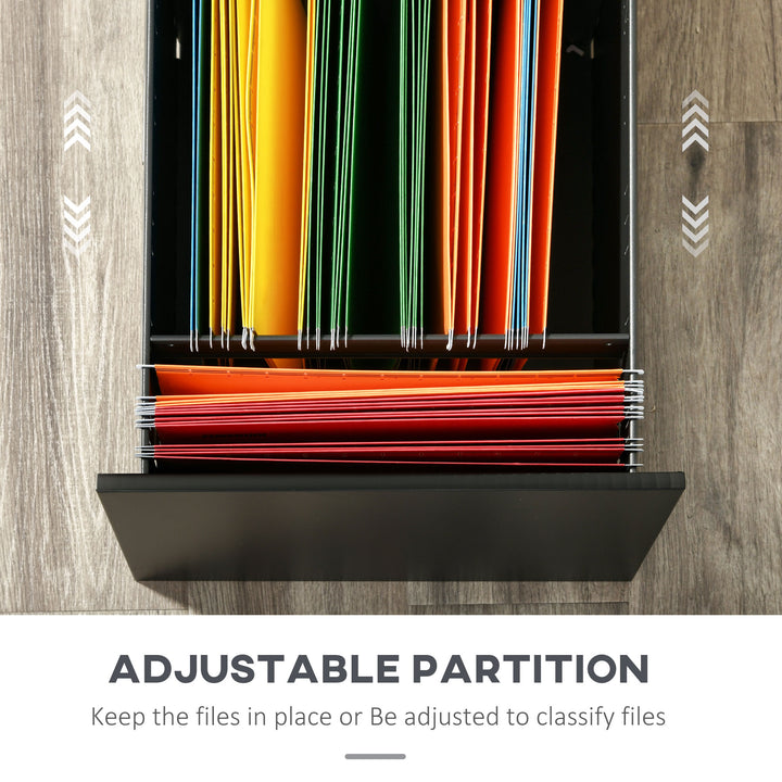 Vinsetto File Cabinet, Vertical Filing Cabinet with Adjustable Partition for A4 Letter Size, Lockable for Office, White