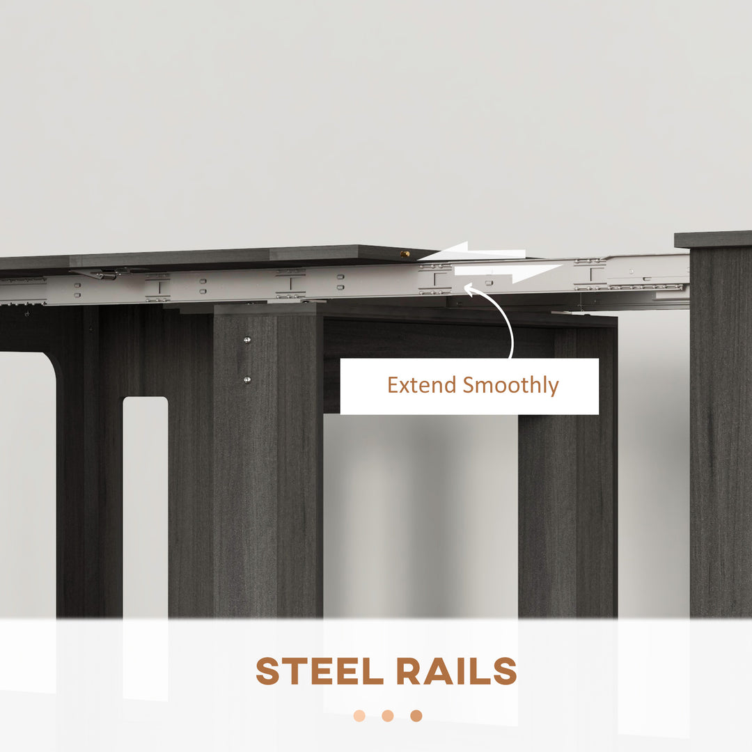 HOMCOM Extendable Dining Table, Expandable Kitchen Table for Small Spaces, Seats up to 6 People, Dark Brown