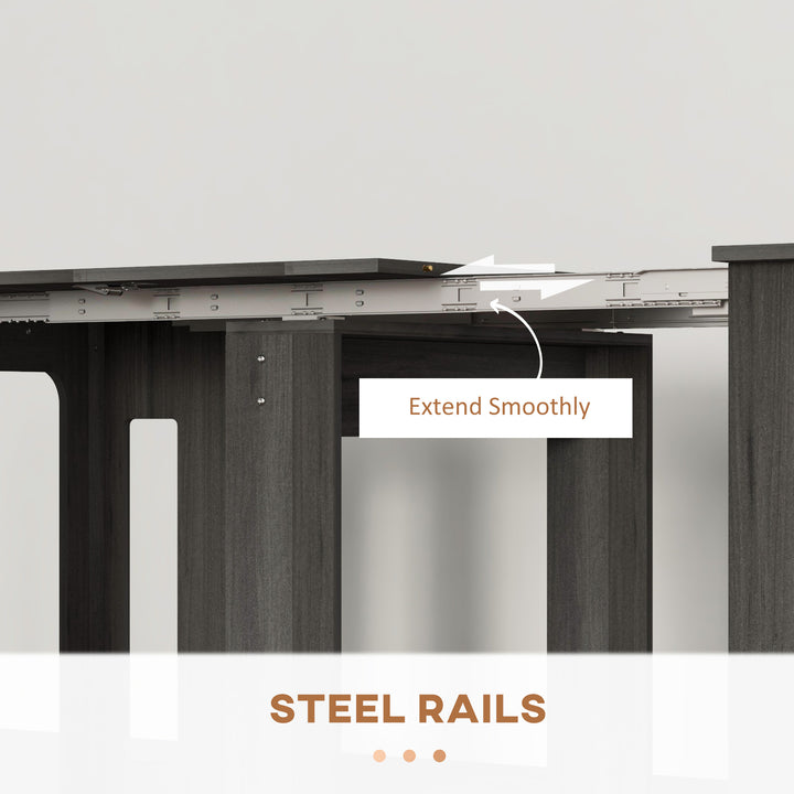 HOMCOM Extendable Dining Table, Expandable Kitchen Table for Small Spaces, Seats up to 6 People, Dark Brown