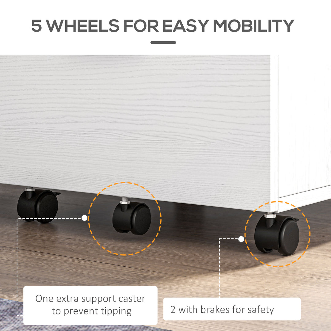 Vinsetto Mobile Filing Cabinet, Vertical File Cabinet with 2 Drawers, Wheels, for Letter or A4 File, Natural