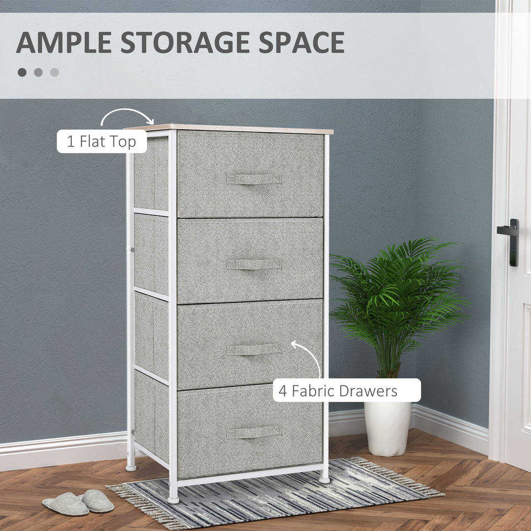 HOMCOM Linen Drawer Cabinet Organizer Storage Dresser Tower with 4 Removable Drawer Metal Frame Adjustable Feet for Living Room, Kitchen, Bathroom, Black