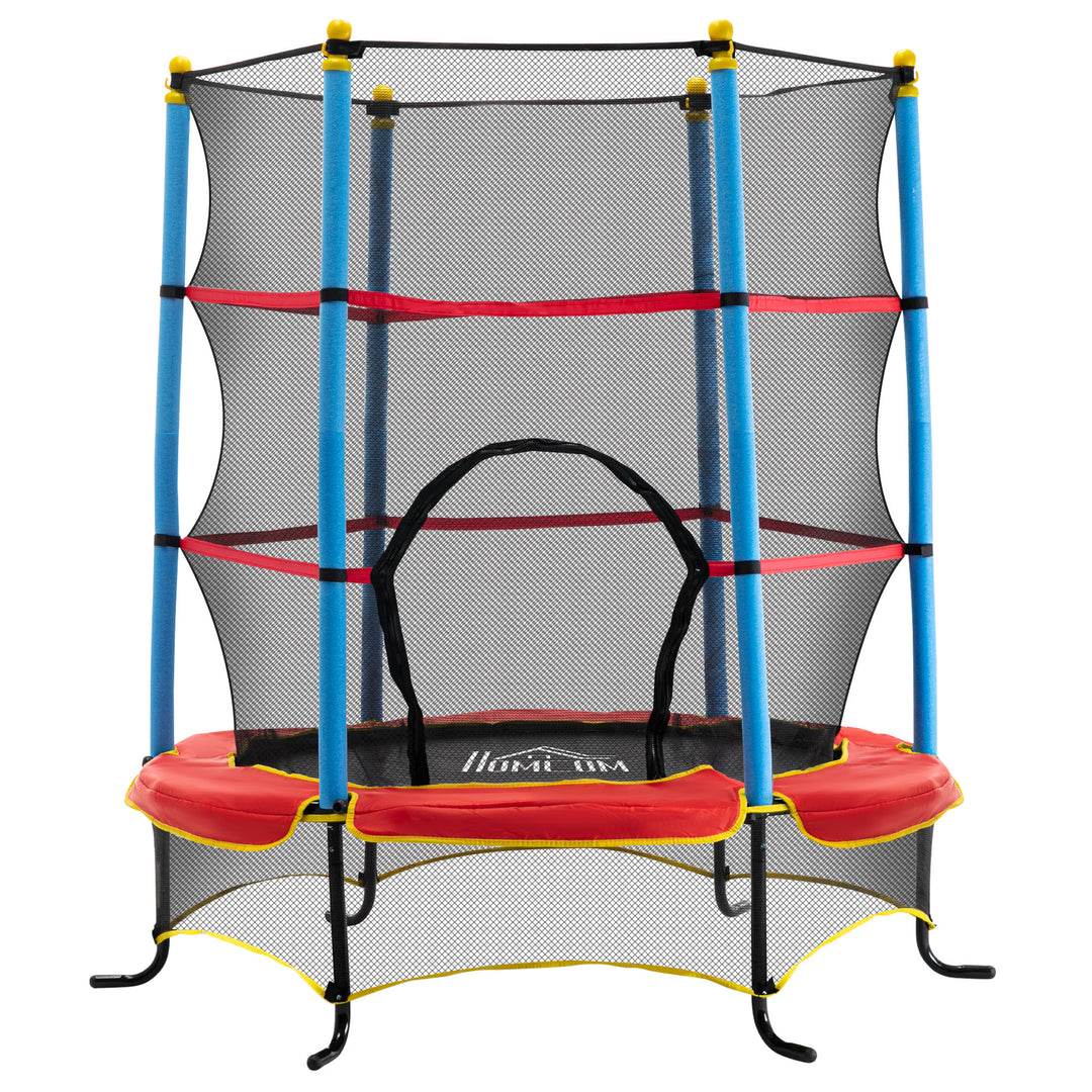 Qaba Kids Trampoline with Safety Enclosure Net and Safety Pad, Indoor Outdoor for Age 3-10 Years Old, Multi-coloured