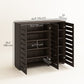 HOMCOM Narrow Shoe Cabinet with Slatted Doors, Adjustable Shelves for 20 Pairs of Shoes, Shoe Cabinet for Entryway, Dark Brown
