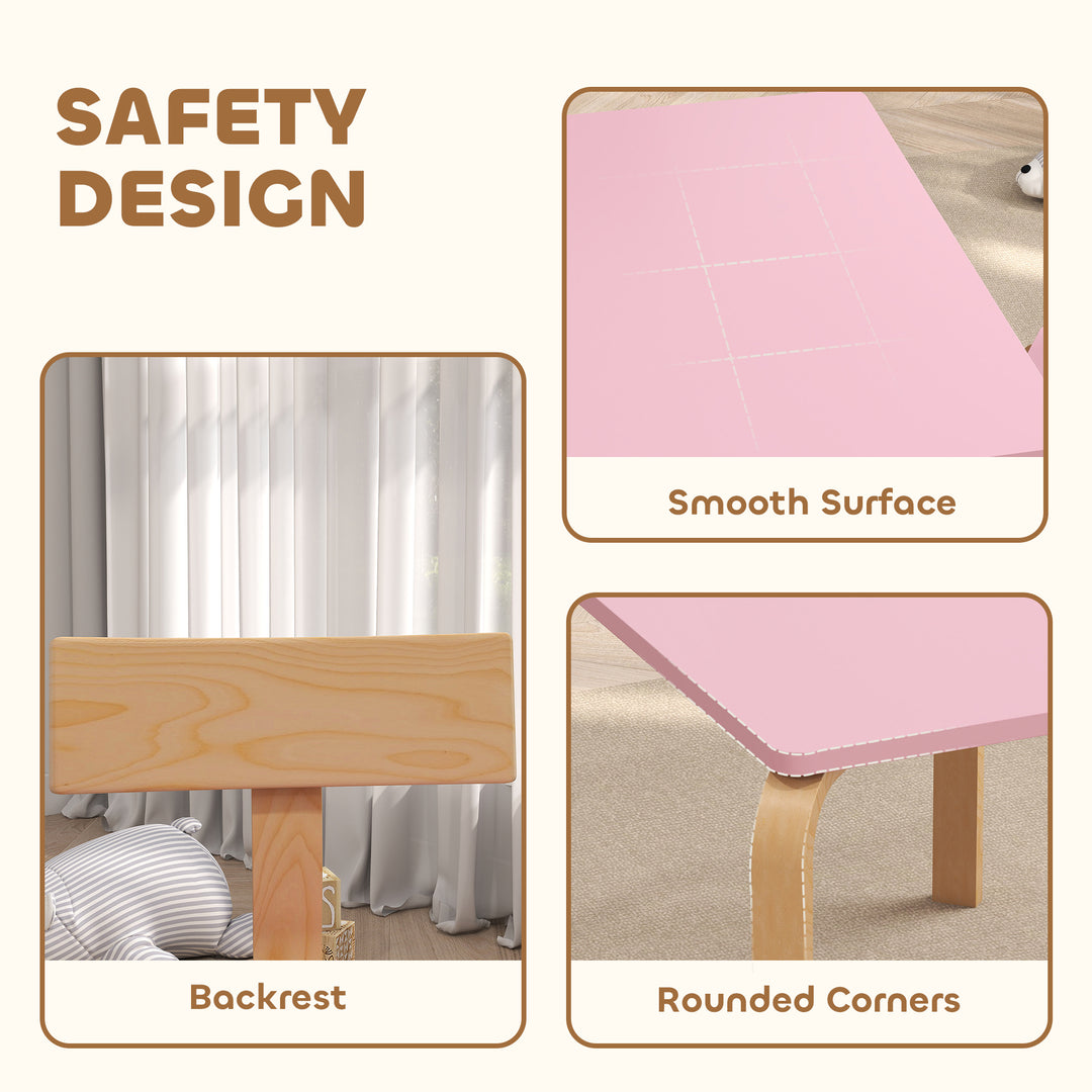 Qaba Kids Table and 2 Chair Set, Children Multi-Activity Furniture Set for Playing, Learning, Eating, Craft, Pink