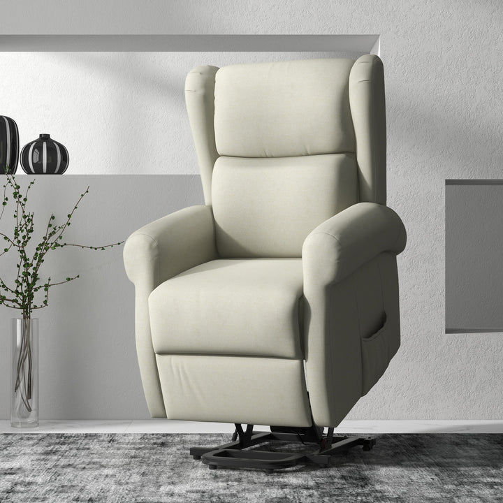 HOMCOM Wingback Lift Chair for Elderly, Power Chair Recliner with Footrest, Remote Control, Side Pockets, Grey