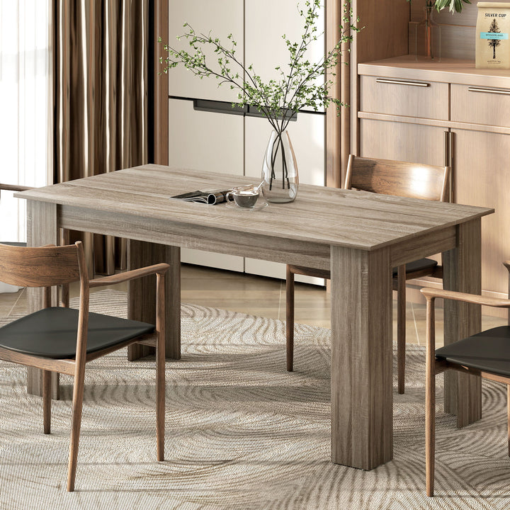 HOMCOM 63" Kitchen Table for 4-6 People, Dining Table with Wood Effect for Dining Room, Grey