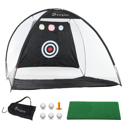 Soozier Golf Net, 10 x 6ft Golf Practice Net for Backyard Driving, Multi-Target Golf Hitting Net, Indoor, Outdoor
