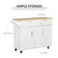 HOMCOM Modern Kitchen Island, Utility Kitchen Serving Cart with 2 Storage Drawers & Cabinets for Dining Room, Black