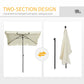 Outsunny 6.5x4ft Rectangle Patio Umbrella Aluminum Tilt Adjustable Garden Parasol  Sun Shade Outdoor Canopy Cream White