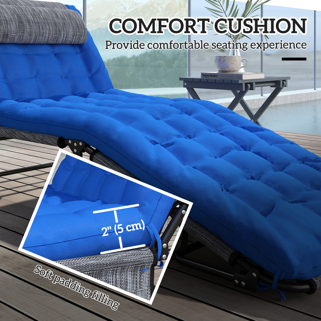 Outsunny Folding Lounge Chair with 4-level Reclining Back & Cushion, Beige