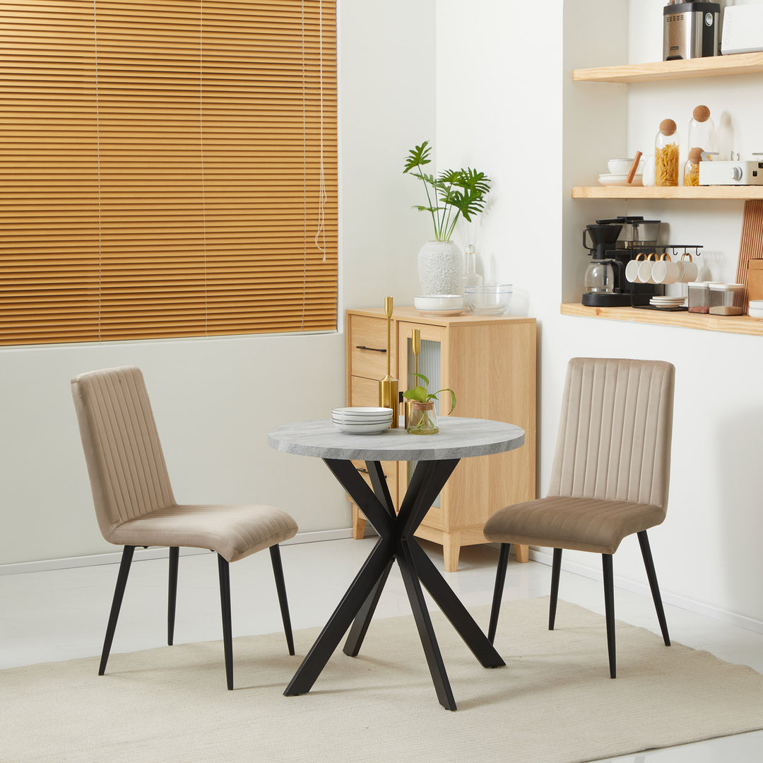 HOMCOM 29" Dining Table, Contemporary Round Kitchen Table with Steel Legs, Grey