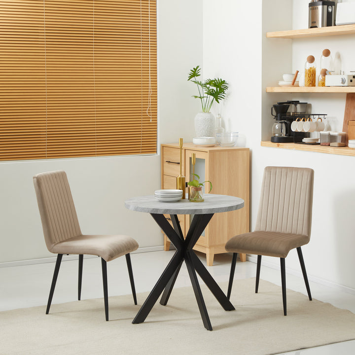 HOMCOM 29" Dining Table, Contemporary Round Kitchen Table with Steel Legs, Grey