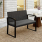 Outsunny 2 Seater Outdoor Bench, Rattan Garden Bench Loveseat with Cushion, Armrests, Steel Frame for Patio, Porch, Light Grey