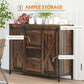 HOMCOM Industrial Sideboard Buffet Storage Cabinet Cupboard with 2 Doors, 3 Drawers and Shelves for Dining Room, Living Room, Brown