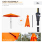 Outsunny 8.5' Round Aluminum Patio Umbrella Garden Parasol Market Sunshade Tilt Canopy w/ 6 Ribs, Crank Handle, Blue