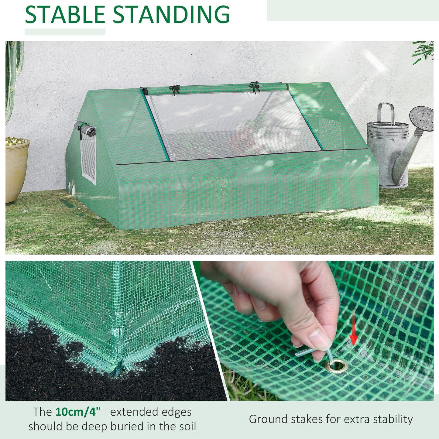 Outsunny 71" x 55" x 32" Mini Greenhouse Portable Hot House for Plants with 2 Large Windows and Ground Nails for Outdoor, Indoor, Garden, Gardening Kit, Green