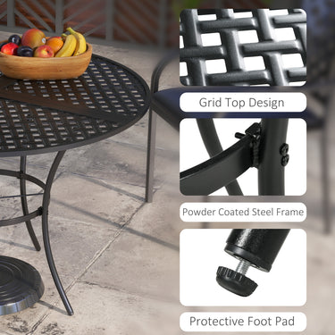 Outsunny 42" Round Outdoor Dining Table for 4 Persons, Metal Patio Dining Table with Umbrella Hole for Backyard, Lawn, Balcony