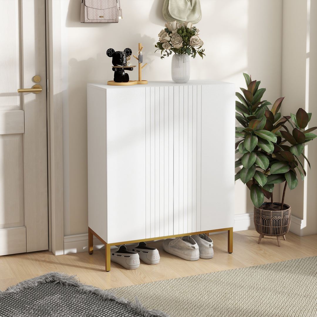 HOMCOM Shoe Storage Cabinet with Adjustable Shelves and Soft-Close Hinges, for 15-20 Pairs of Shoes, White