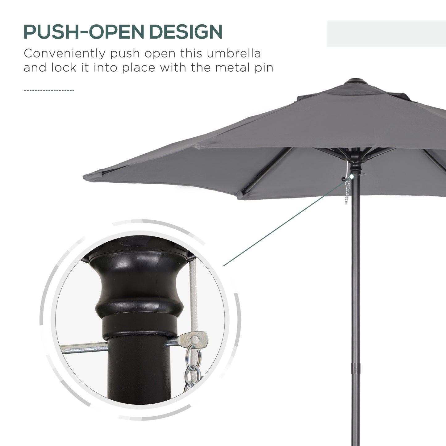 Outsunny 6.6FT Patio Umbrella, Outdoor Parasol with 6 Solid Ribs, Green