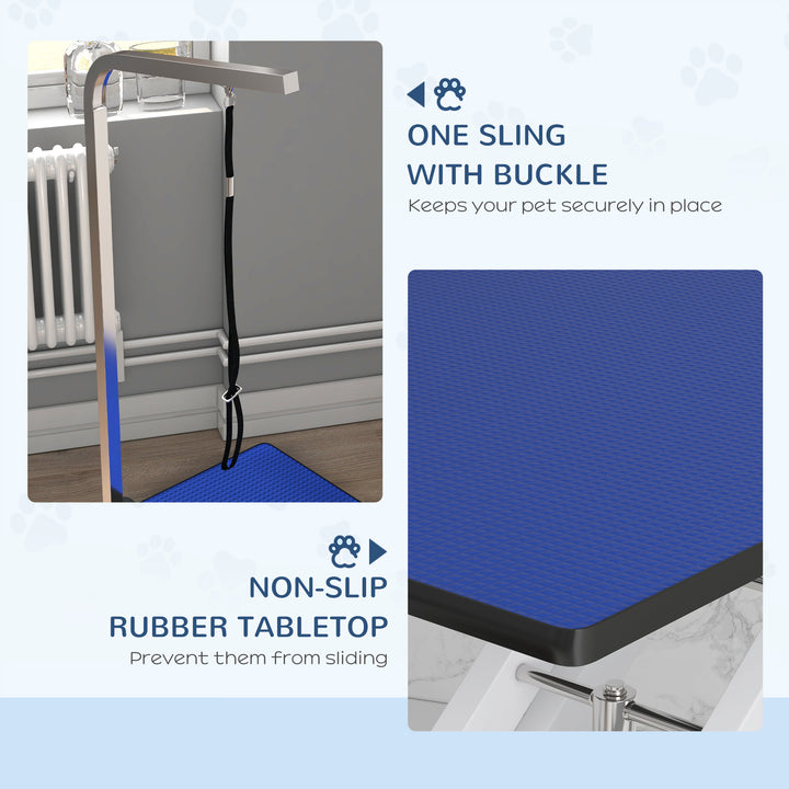 PawHut Pet Grooming Table, Height Adjustable Dog Grooming Table with Arm, Noose and Non-Slip Grooming Table, Black