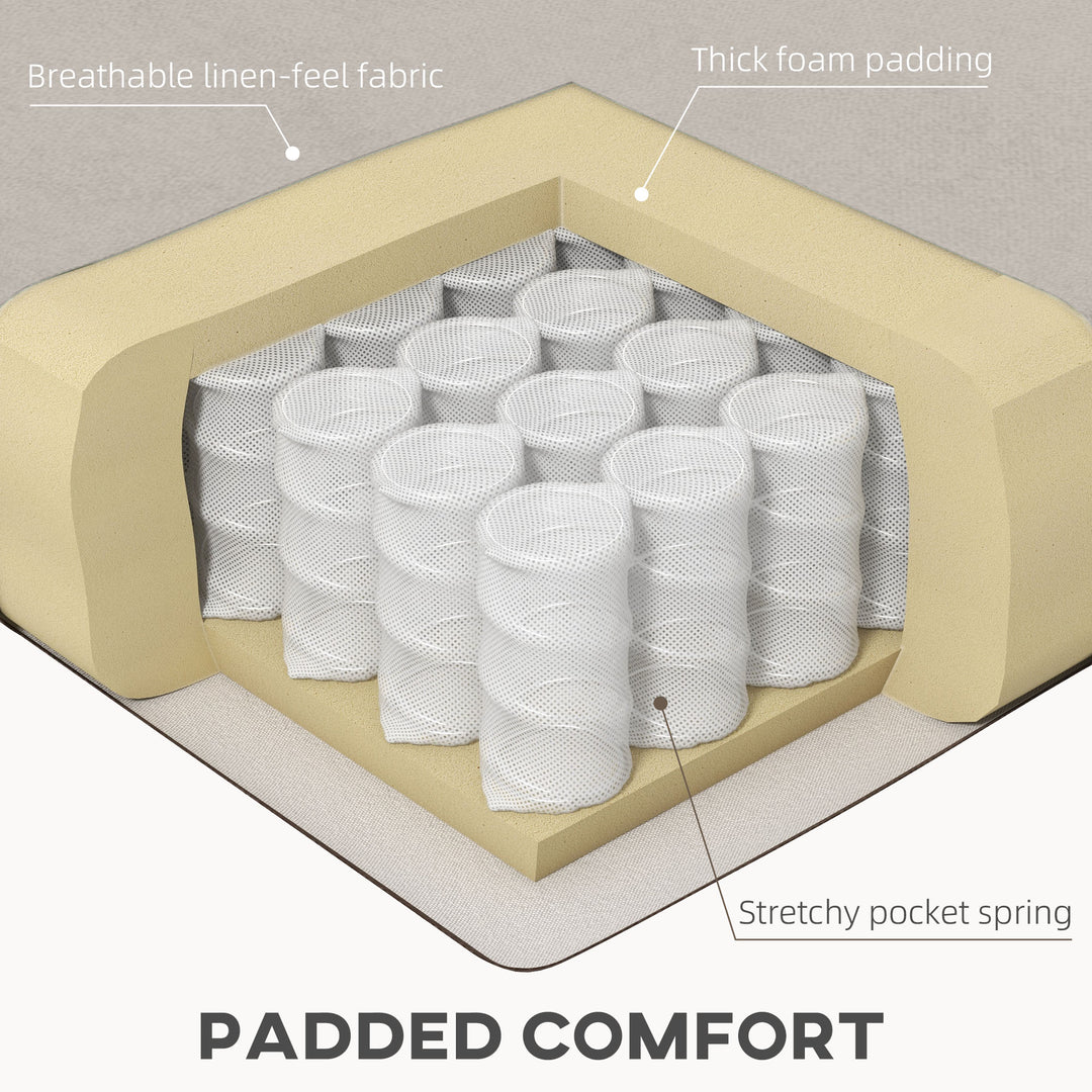 HOMCOM Convertible Bed with Couch, Button Tufted Fabric Sofa Bed with Adjustable Back for Living Room, Charcoal Grey