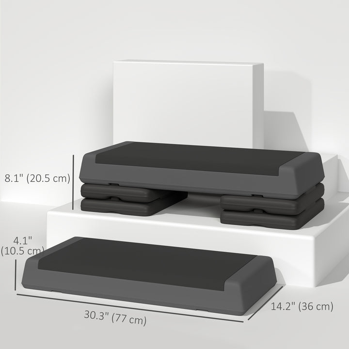 Soozier Adjustable Exercise Step Platform, 3-Level with Risers 4", 6", 8" Aerobic Stepper, 550lbs Weight Capacity, Grey