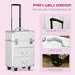 HOMCOM Rolling Makeup Train Case, Large Storage Cosmetic Trolley, Lockable Traveling Cart Trunk with Folding Trays, Swivel Wheels