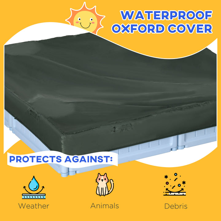 Outsunny Kids Outdoor Sandbox with Canopy, Bottom Fabric Liner, Brown