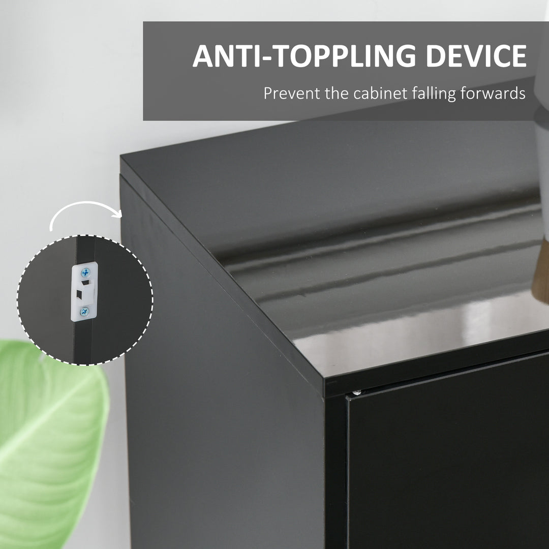 HOMCOM Kitchen Sideboard Storage Cabinet, Modern Coffee Bar with Push-Open Design and 2 Drawers for Living Room, Black