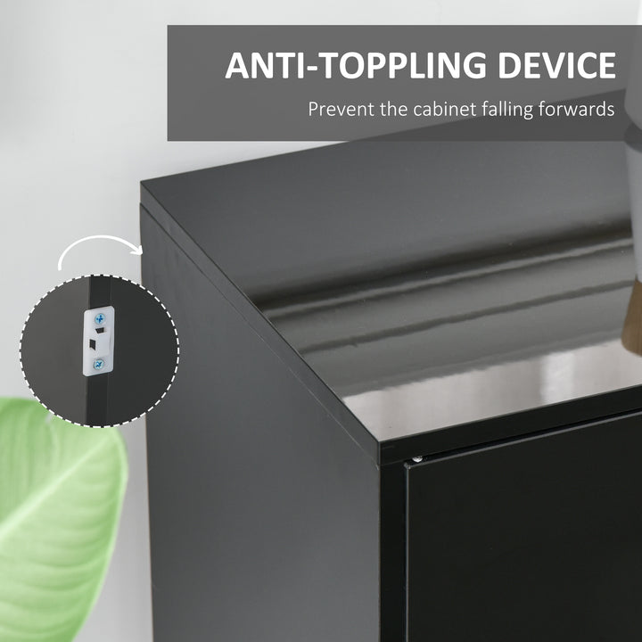 HOMCOM Kitchen Sideboard Storage Cabinet, Modern Coffee Bar with Push-Open Design and 2 Drawers for Living Room, Black