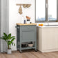 HOMCOM Kitchen Cart on Wheels, Rolling Kitchen Island Cart with Wood Top, Towel Rack, Drawer and Shelf for Dining Area, Grey