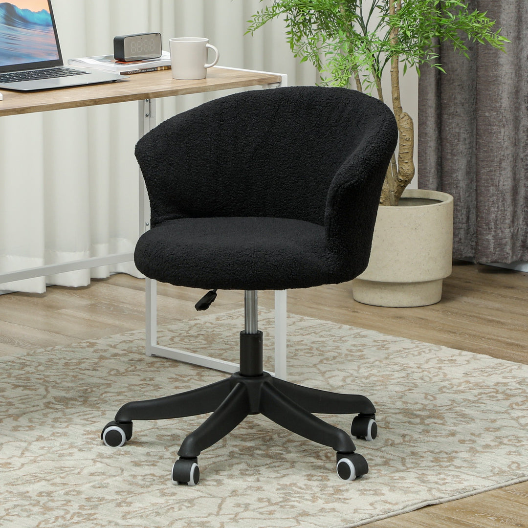 Vinsetto Armless Office Chair, Fluffy Computer Desk Chair with Adjustable Height, Swivel Wheels, Mid Back, White