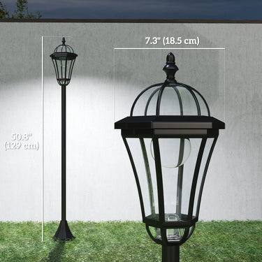 Outsunny 2 Piece LED Garden Lights Lamp Post Solar Powered Auto Switch Outdoor Lantern Patio Pathway Walkway Water-Resist 6 Hours Black