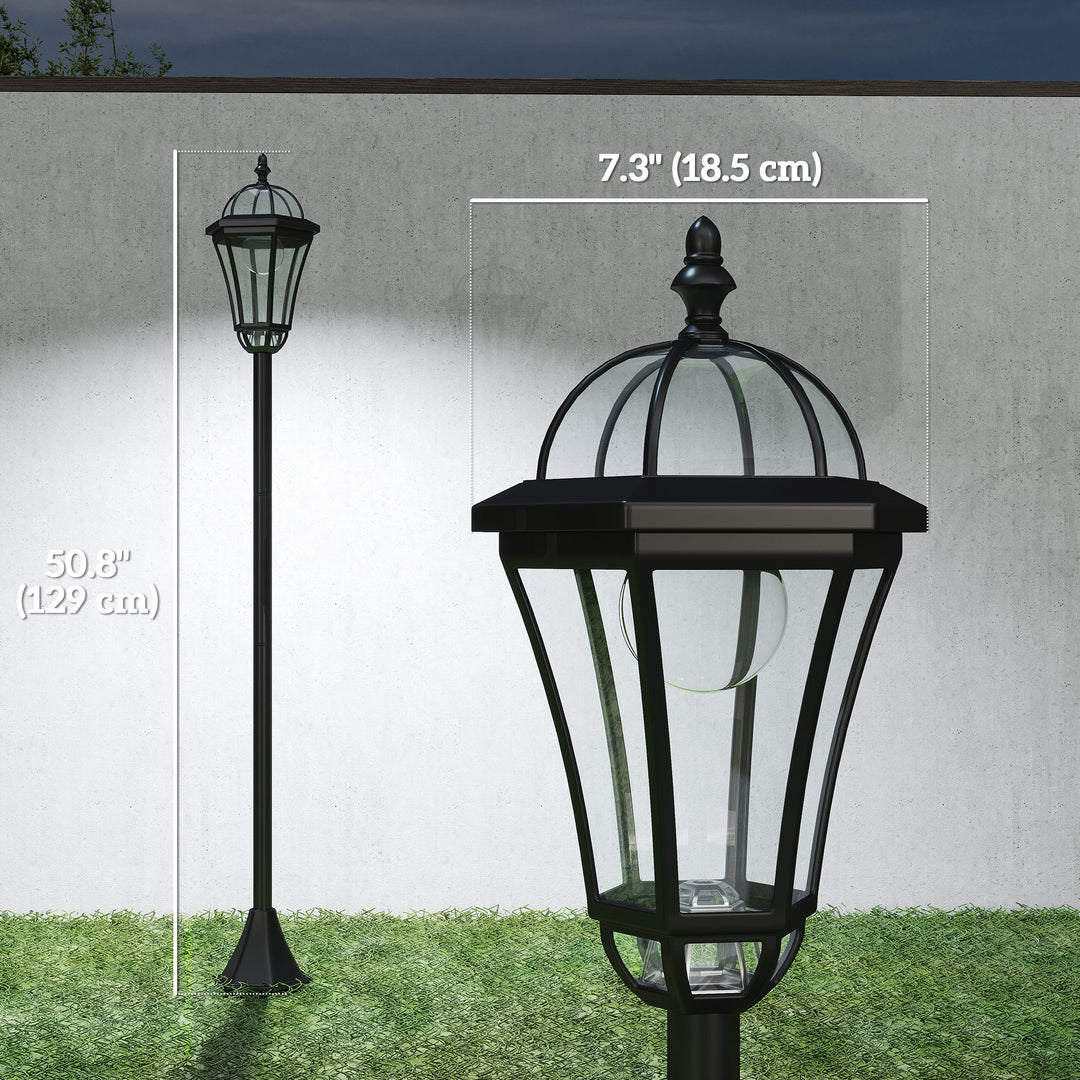 Outsunny 2 Piece LED Garden Lights Lamp Post Solar Powered Auto Switch Outdoor Lantern Patio Pathway Walkway Water-Resist 6 Hours Black