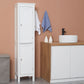 kleankin Tall Bathroom Cabinet, Freestanding Storage Organizer with Adjustable Shelves and Cupboards, 15" x 13" x 63", White