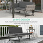 Outsunny Convertible Wicker Loveseat Grey Patio Chaise Lounge