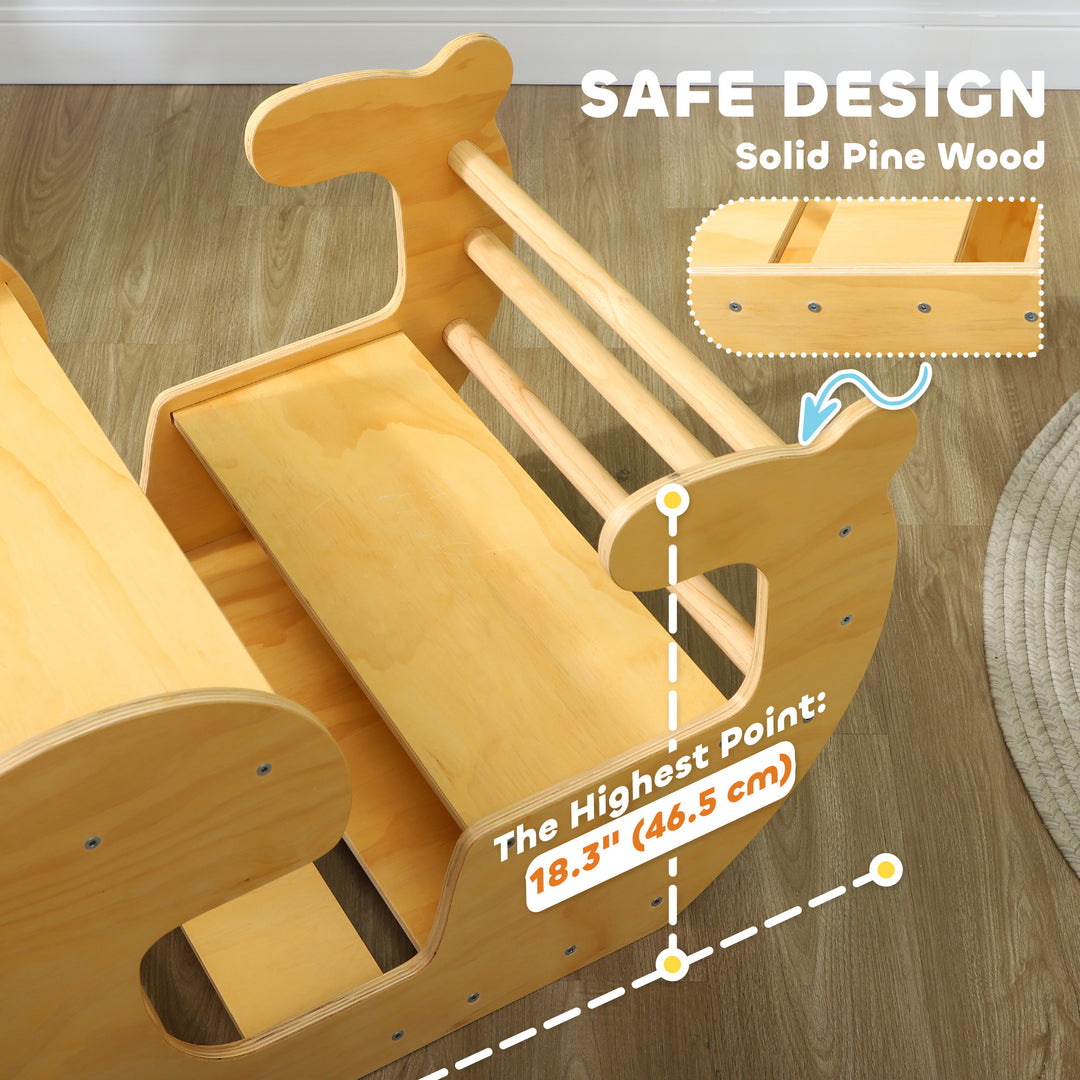 Qaba 2 in 1 Wooden Arch Ladder Baby Rocker for Toddlers 18-48 Months