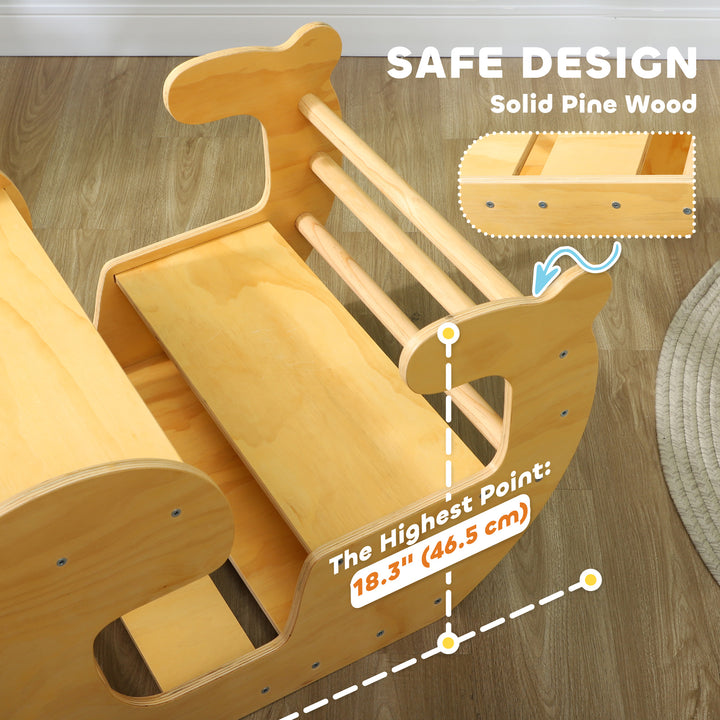 Qaba 2 in 1 Wooden Arch Ladder Baby Rocker for Toddlers 18-48 Months