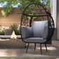 Outsunny Rattan Egg Chair, Indoor Outdoor Lounger with Cushions and Cup Holder for Backyard, Garden, Lawn, Living Room, Grey