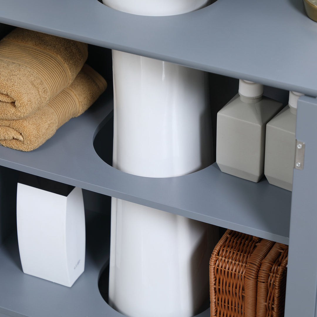 HOMCOM Under Sink Bathroom Cabinet with 2 Doors and Shelf, Pedestal Sink Bathroom Vanity Furniture, White