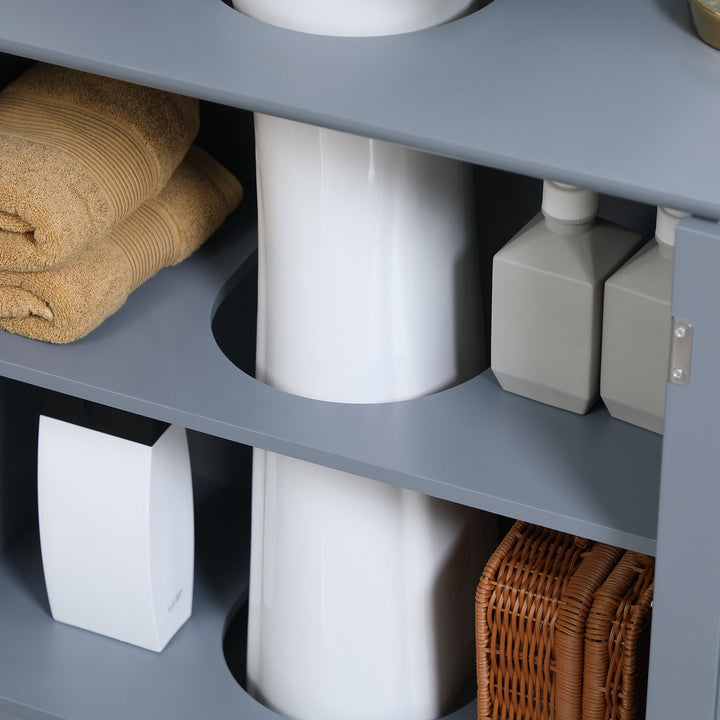 HOMCOM Under Sink Bathroom Cabinet with 2 Doors and Shelf, Pedestal Sink Bathroom Vanity Furniture, White